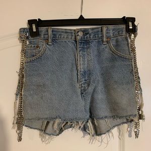 CHAIN SIDE LF DENIM SHORTS